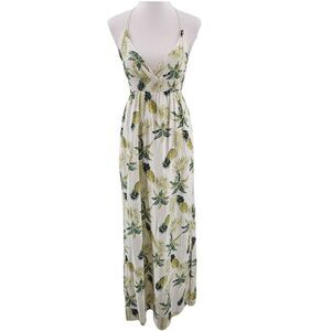 Promesa Womens L Pineapple Halter Maxi Dress